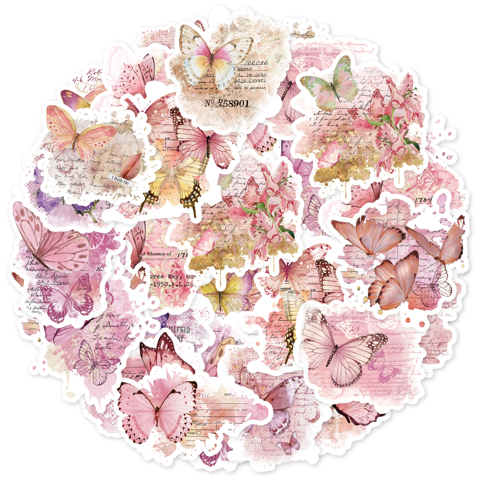 Korean Lifestyle & Kids Boutique - Etori Life Pink Watercolor Butterfly Stickers