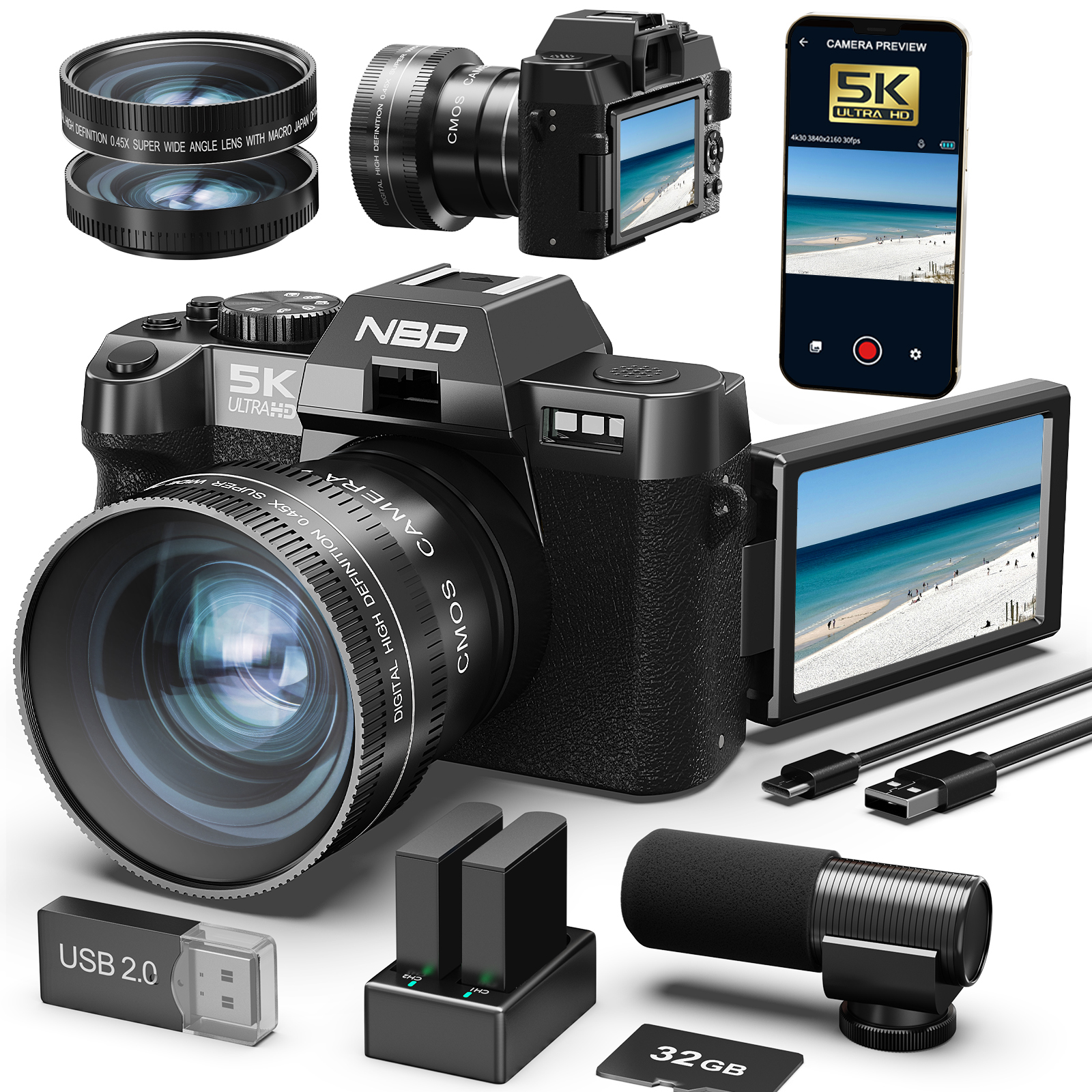 Korean Lifestyle & Kids Boutique - NBD Digital Cameras 5K&48MP Photography 16X