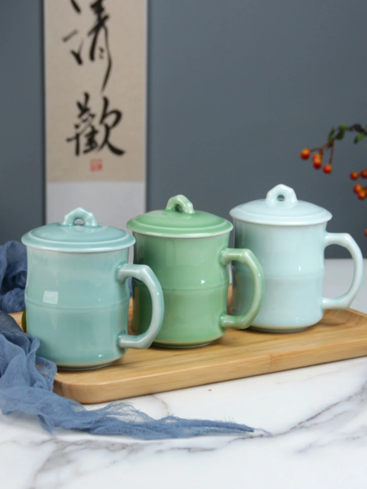 Celadon teacup with lid and ha - Celadon Ceramic Cup reseña y precio