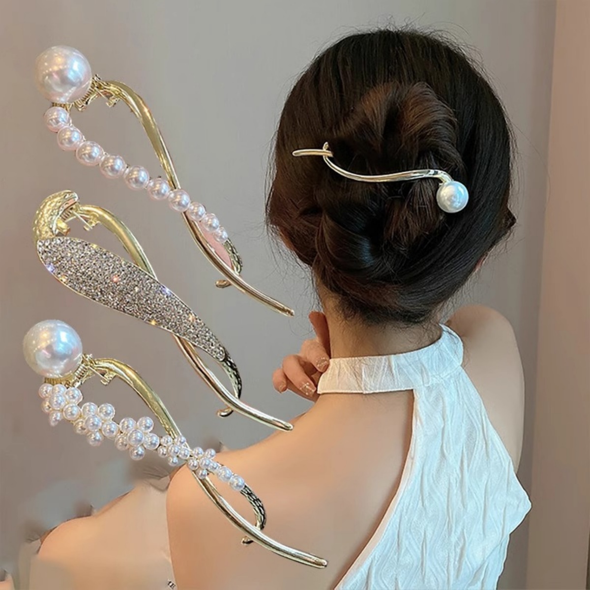 Elegant Glitter Pearl Hair Cli - Korean Lifestyle & Kids Boutique reseña y precio