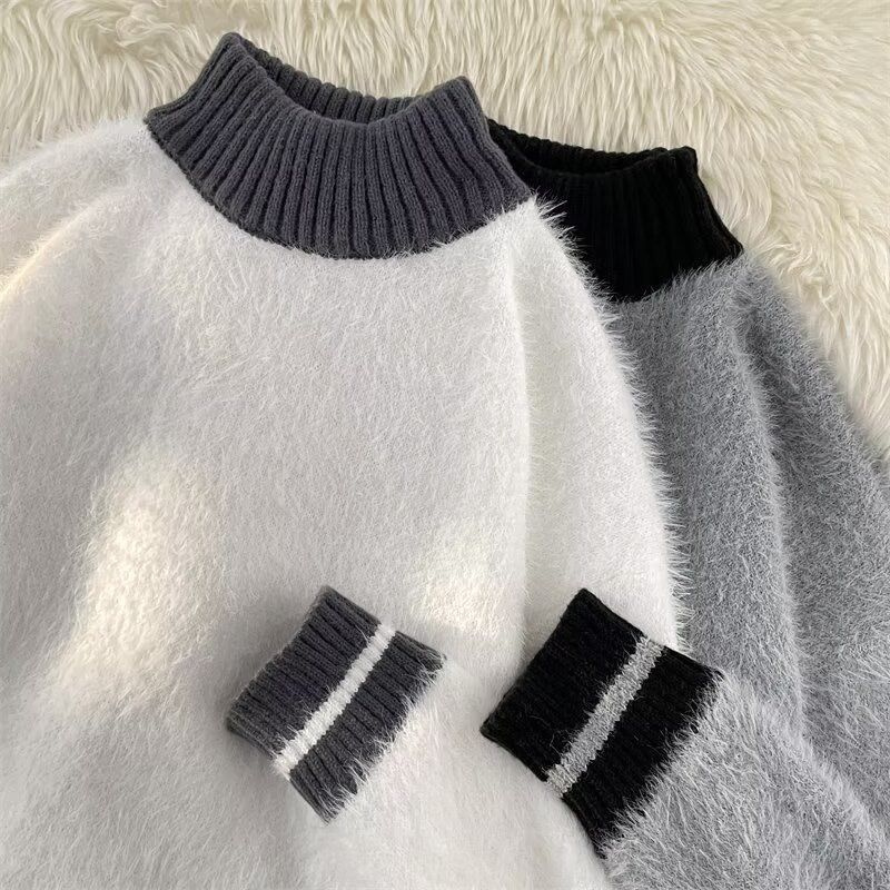 Fur Collar Pullovers Estampado - Korean Men Lifestyle reseña y precio