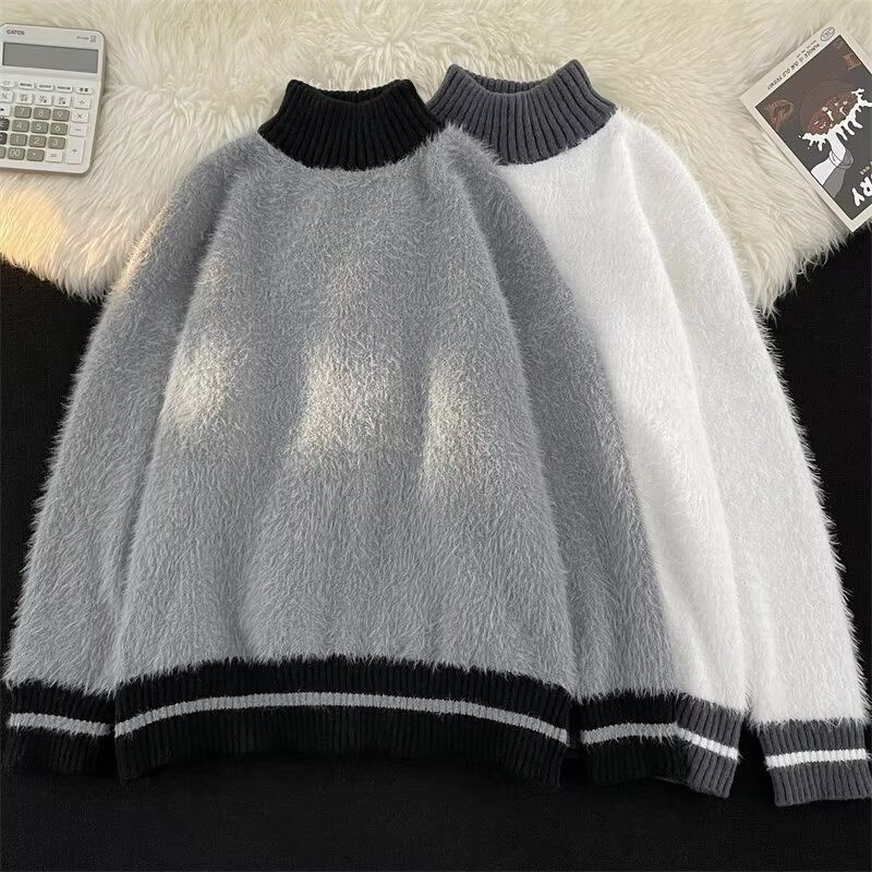 Fur Collar Pullovers Estampado - Korean Men Lifestyle reseña y precio